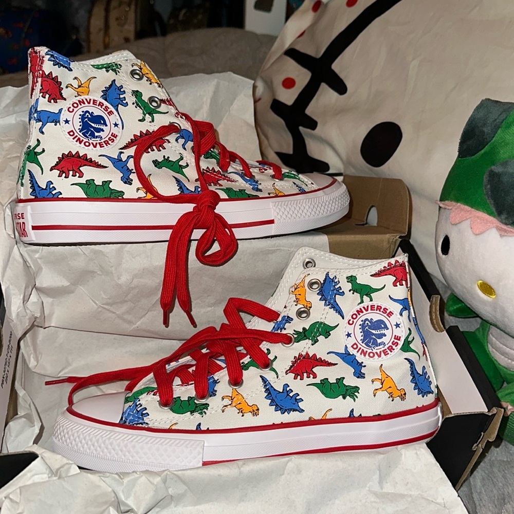 Converse boys chuck Taylor All stars dinosaur high top sneakers 4M US big kid